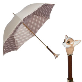 Зонт-трость Pasotti Ivory Chihuahua Pois Beige 189 RASO 55874/153 K70 CHIHUAHUA SMAL. BEIGE SERGE/65