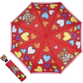 Зонт складной Moschino 8587-OCC Hearts and Bear Red M/8587-OCC/Red